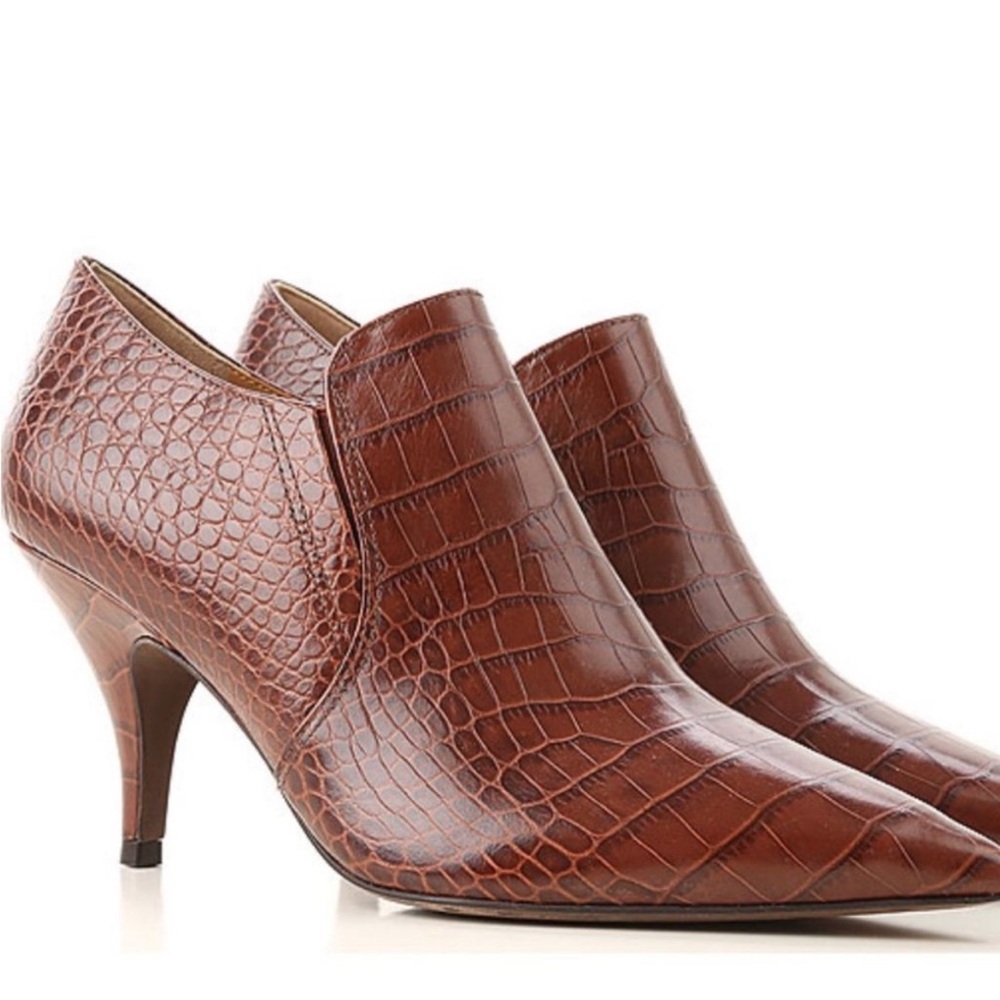 Tory Burch Georgina Croco Embossed Leather Boots 7 1/2